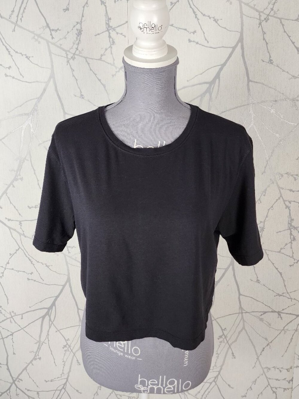 The Group Babaton Black Cotton Modal Stretch Jersey Boxy Crop Tee